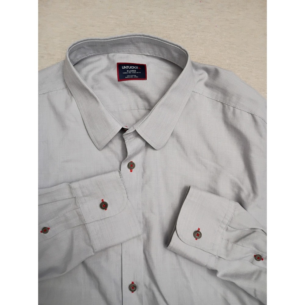 UNTUCKit Rubican-WF Mens XL Grey Wrinkle Free Regular Fit Button Down Shirt